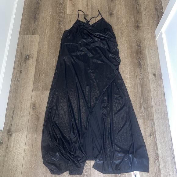 Shein Curve Sz 4XL Slinky Black Dress Sleeveless Slip Maxi Shimmer Sheer NEW - Picture 6 of 12